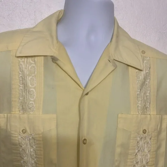 Guayabera by Haband of Paterson yellow mens shirt L - Picture 6 of 10